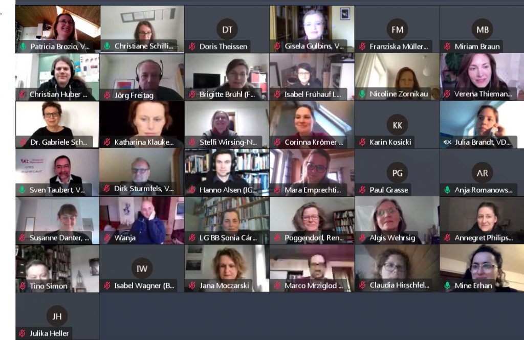 Die 41. Vorstandssitzung des VDR im März 2021 fand erneut per Videochat statt. Screenshot: VDR Geschäftsstelle