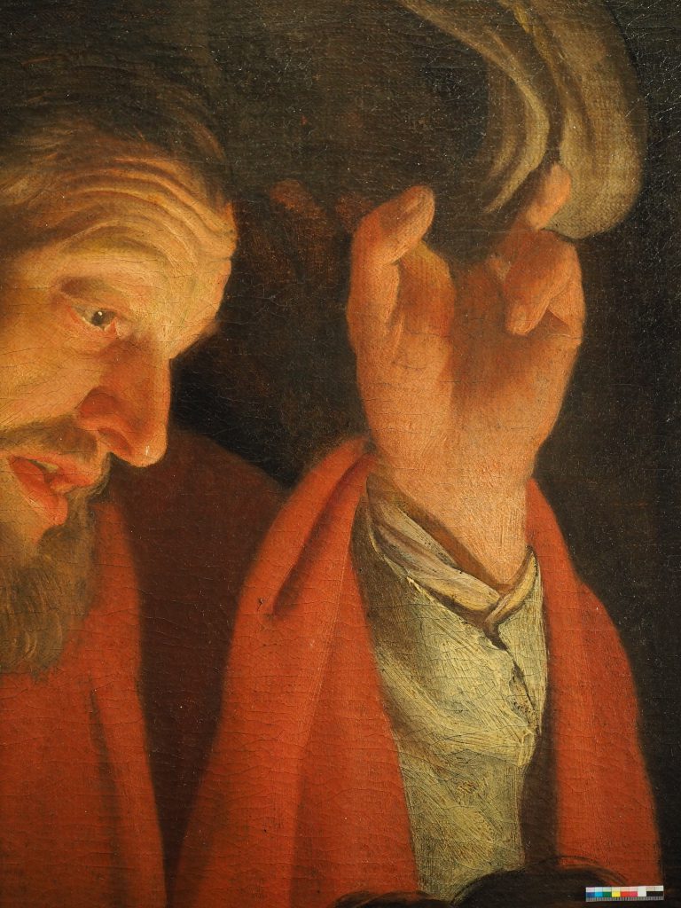 Die Restaurierung des Gemäldes "Anbetung der Hirten" von Gerrit van Honthorst aus dem Jahr 1622, (Öl auf Leinwand) wurde im Jahr 2015 mit Mitteln des NRW-Restaurierungsprogramms gefördert. Foto: Abt. Kunsttechnologie und Restaurierung, 
Wallraf-Richartz-Museum & Fondation Corboud in Köln
