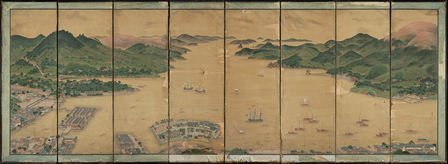 View of Deshima in Nagasaki Bay - Kawahara Keiga (Museum Volkenkunde)_web View of Deshima in Nagasaki Bay - Kawahara Keiga (Museum Volkenkunde)