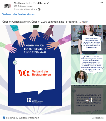Mutterschutz VDR-Beiteiligung an der Social-Media-Kampagne des Bündnisses.