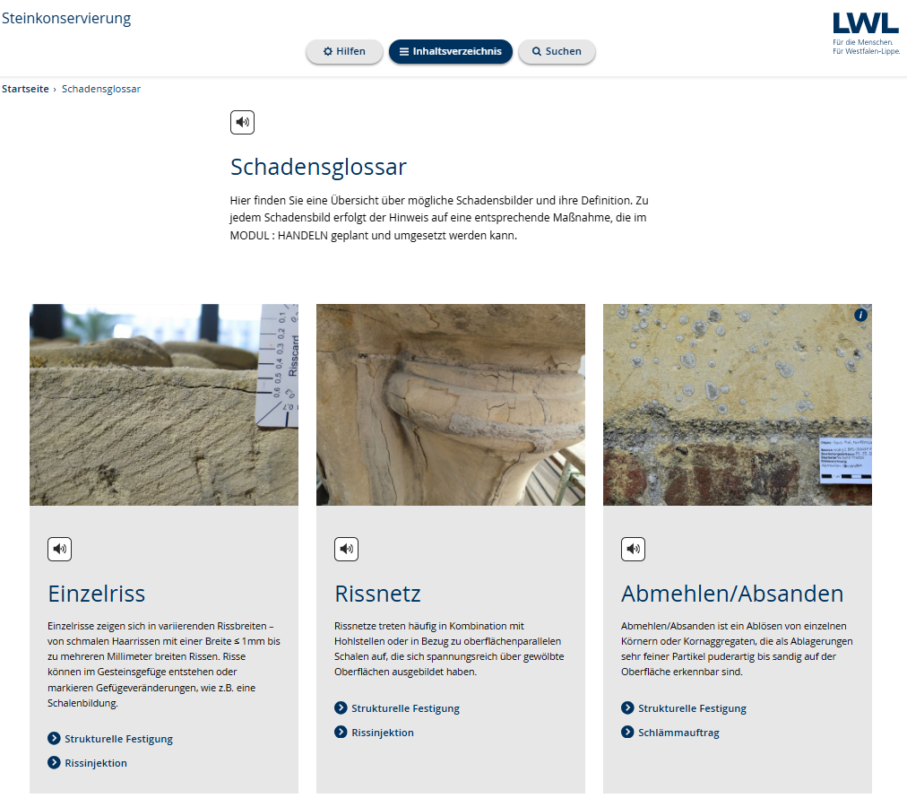 Blick auf die informative Website (Screenshot)