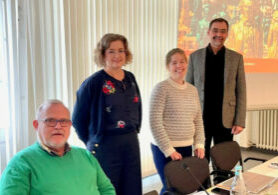 Das VDR-Präsidium auf der 45. Vorstandssitzung, v.l.: Dirk Sturmfels (Vizepräsident), Gisela Gulbins (Vizepräsidentin und Schatzmeisterin), Julia Brandt (Präsidiumsmitglied) und Sven Taubert (Präsident). (Präsidiumsmitglied Nadine Thiel konnte nicht dabei sein.) Foto: PB