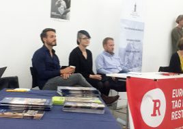Die Sprecher der Landesgruppe Hamburg beim Tag des offenen Denkmals 2019. Von links Georg Ihlenfeld, Isabel Frühauf und Tobias Seyer (Foto: Christiane Maier)